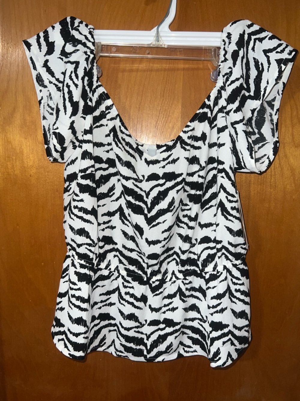 Abound Black & White Zebra Print Peplum Blouse
